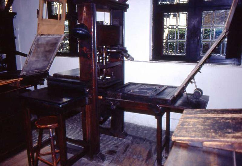 53-Anversa, casa di Christophe Plantin (stamperia,pressa funzionante),16 agosto 1989.jpg